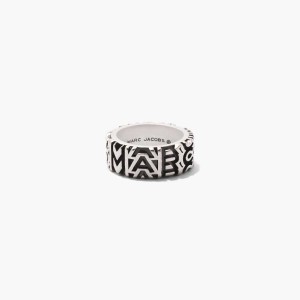 Aged Silver Women's Marc Jacobs Monogram Engraved Rings | USA000763
