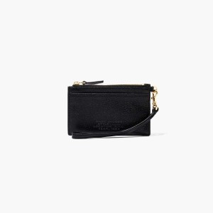 Black Women's Marc Jacobs Leather Top Zip Wristlet Wallets | USA000440