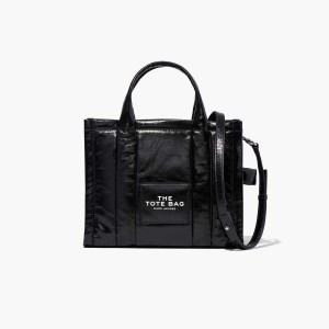 Black Women's Marc Jacobs Shiny Crinkle Medium Tote Bags | USA000082