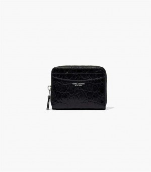 Black Women's Marc Jacobs The Slim 84 Croc-Embossed Zip Around Wallets | USA000347
