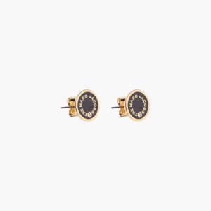 Black / Gold Women's Marc Jacobs Medallion Studs Earrings | USA000723