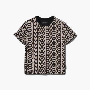 Black / Ivory Women's Marc Jacobs Monogram Baby T Shirts | USA000685