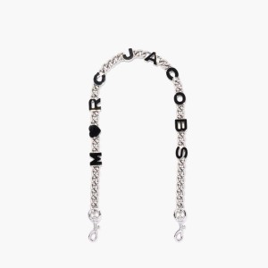 Black / Silver Women's Marc Jacobs Heart Charm Chain Shoulder Strap | USA000546