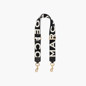 Black / White Women's Marc Jacobs Logo Webbing Strap | USA000525