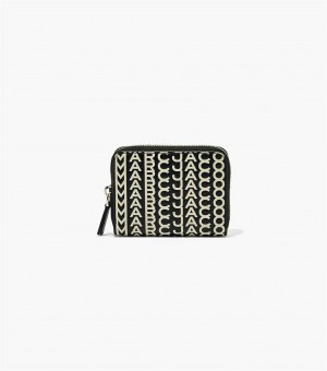 Black / White Women's Marc Jacobs The Monogram Leather Zip Around Wallets | USA000368