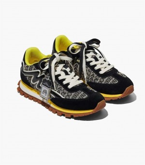 Black / Yellow Women's Marc Jacobs The Monogram Jogger Sneakers | USA000787