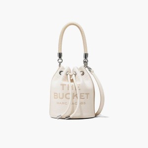 Cotton / Silver Women's Marc Jacobs Leather Bucket Bags | USA000161