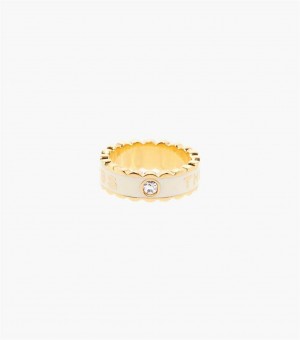 Cream / Gold Women's Marc Jacobs The Scallop Medallion Rings | USA000492