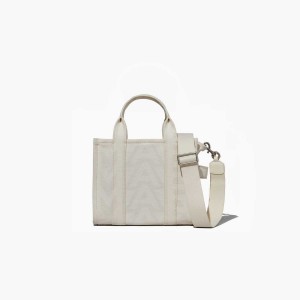 Eggshell / Optic White Women's Marc Jacobs Outline Monogram Mini Tote Bags | USA000023