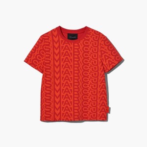 Electric Orange / True Red Women's Marc Jacobs Monogram Baby T Shirts | USA000679