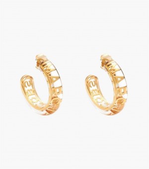 Gold Women's Marc Jacobs The Monogram Hoops Earrings | USA000486