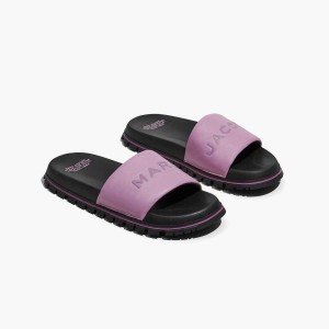 Lilas Women's Marc Jacobs Leather Slides | USA000818