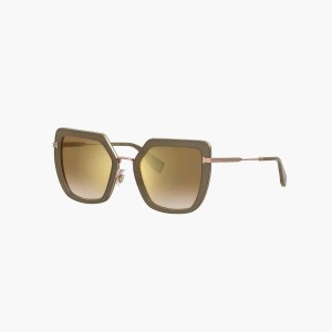 Mud / Gold Women's Marc Jacobs Icon Oversized Butterfly Sunglasses | USA000559