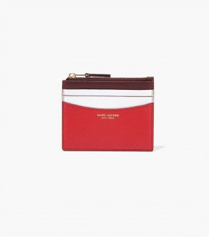 Red Multicolor Women's Marc Jacobs The Slim 84 Colorblock Zip Card Case Wallets | USA000351