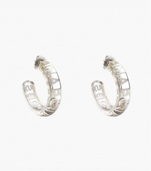 Silver Women's Marc Jacobs The Monogram Hoops Earrings | USA000485