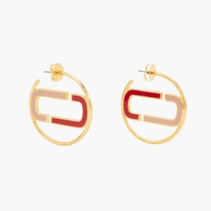 True Red Multi / Gold Women's Marc Jacobs J Marc Colorblock Hoops Earrings | USA000737