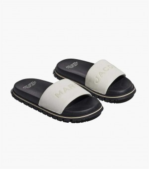 White Women's Marc Jacobs The Leather Slides | USA000808