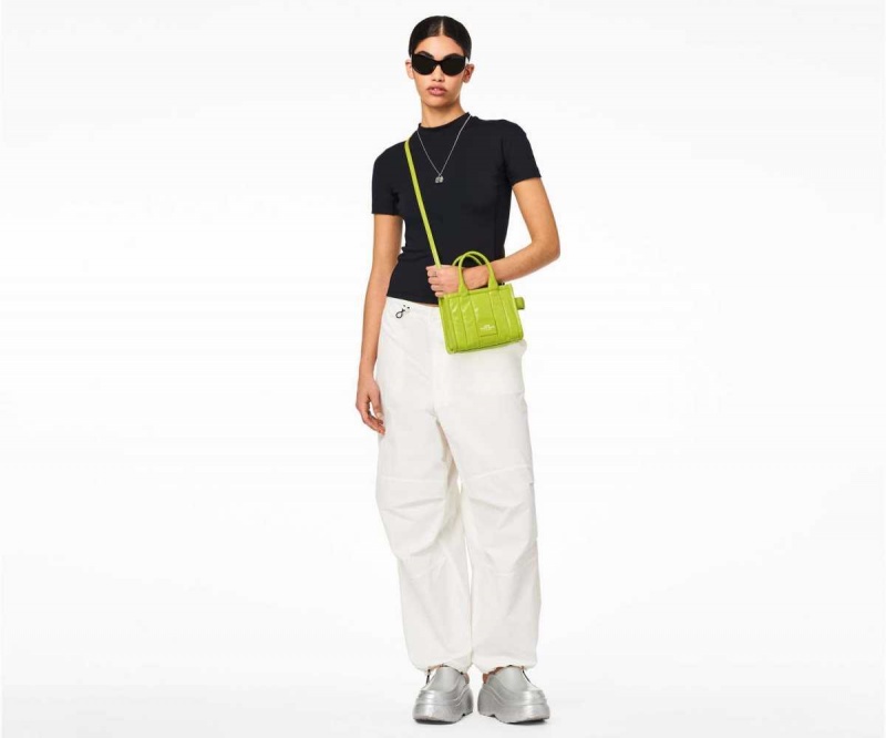 Acid Lime Women's Marc Jacobs Shiny Crinkle Micro Tote Bags | USA000025
