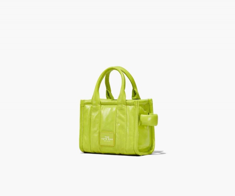 Acid Lime Women's Marc Jacobs Shiny Crinkle Micro Tote Bags | USA000025