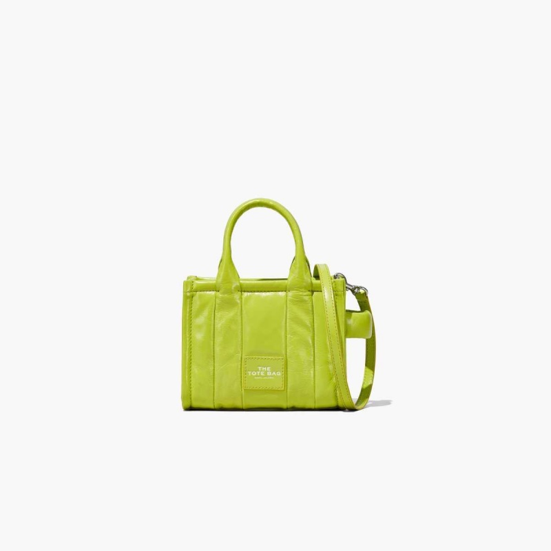 Acid Lime Women\'s Marc Jacobs Shiny Crinkle Micro Tote Bags | USA000025
