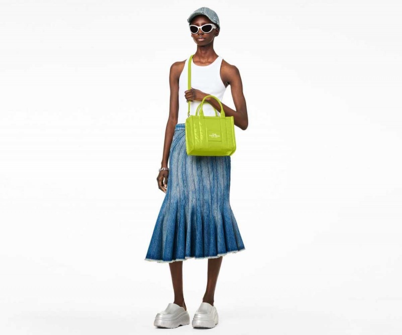 Acid Lime Women's Marc Jacobs Shiny Crinkle Mini Tote Bags | USA000026