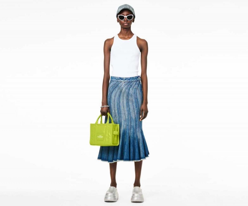Acid Lime Women's Marc Jacobs Shiny Crinkle Mini Tote Bags | USA000026