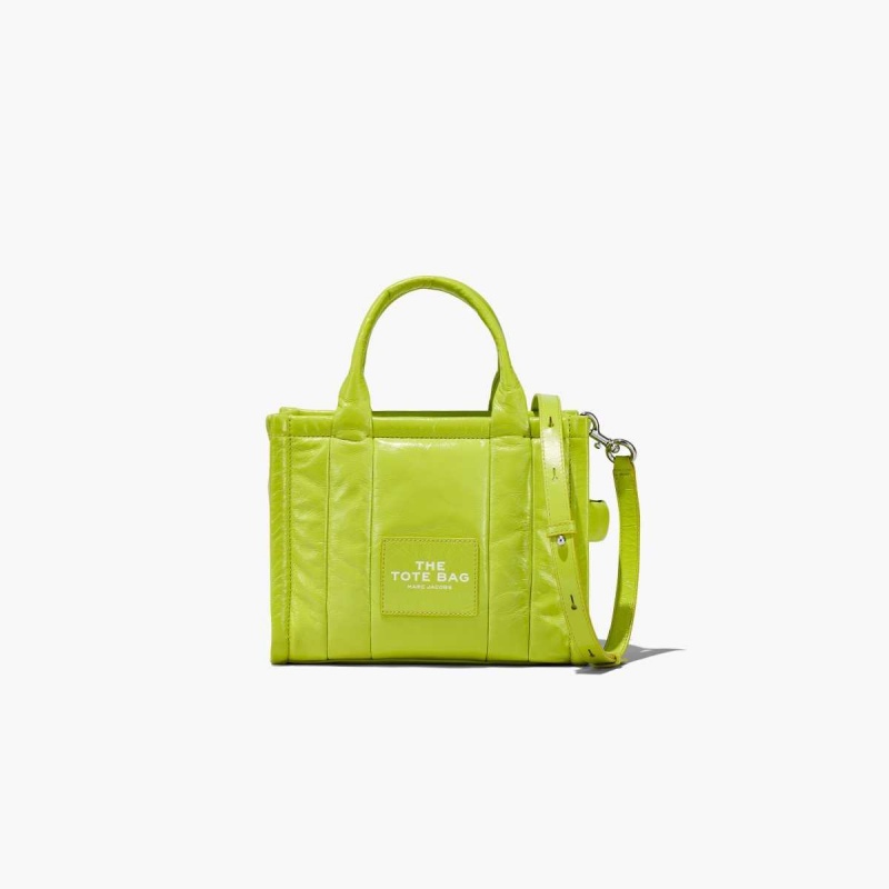 Acid Lime Women\'s Marc Jacobs Shiny Crinkle Mini Tote Bags | USA000026