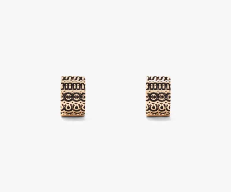 Aged Gold Women's Marc Jacobs Monogram Engraved Hoops Earrings | USA000733