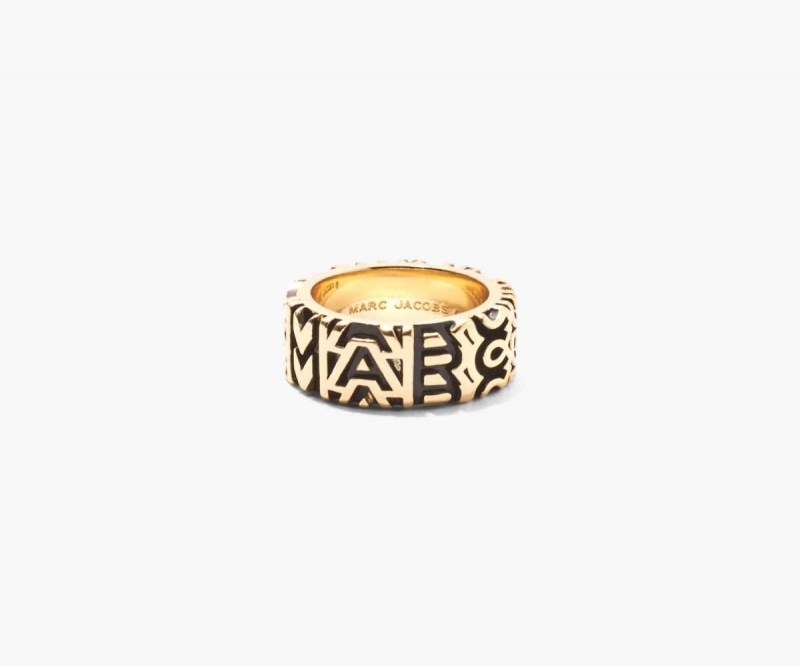 Aged Gold Women's Marc Jacobs Monogram Engraved Rings | USA000757