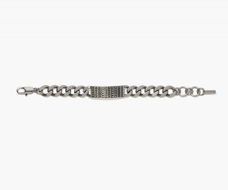 Aged Silver Women's Marc Jacobs Barcode Monogram ID Chain Bracelets | USA000715