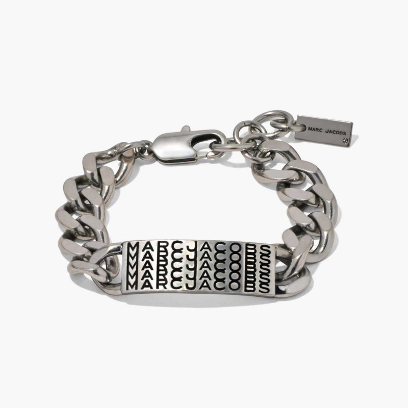 Aged Silver Women\'s Marc Jacobs Barcode Monogram ID Chain Bracelets | USA000715