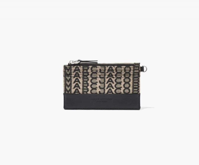 Beige Multi Women's Marc Jacobs Monogram Top Zip Wristlet Wallets | USA000437