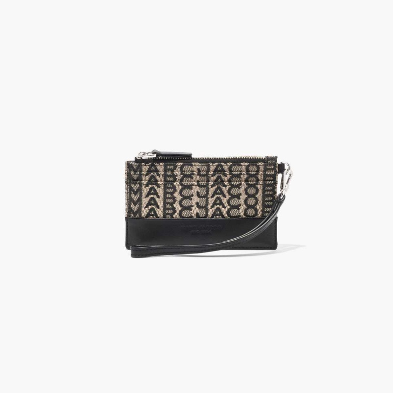 Beige Multi Women\'s Marc Jacobs Monogram Top Zip Wristlet Wallets | USA000437