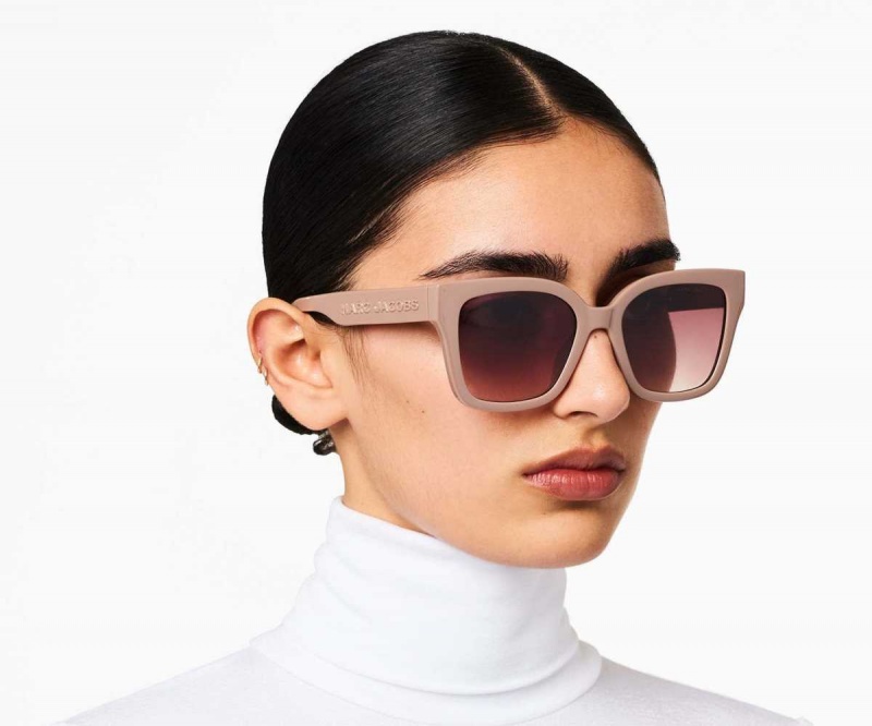 Beige Women's Marc Jacobs Square Sunglasses | USA000550