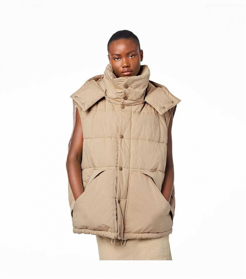 Beige Women's Marc Jacobs The Oversized Puffer Vest | USA000705