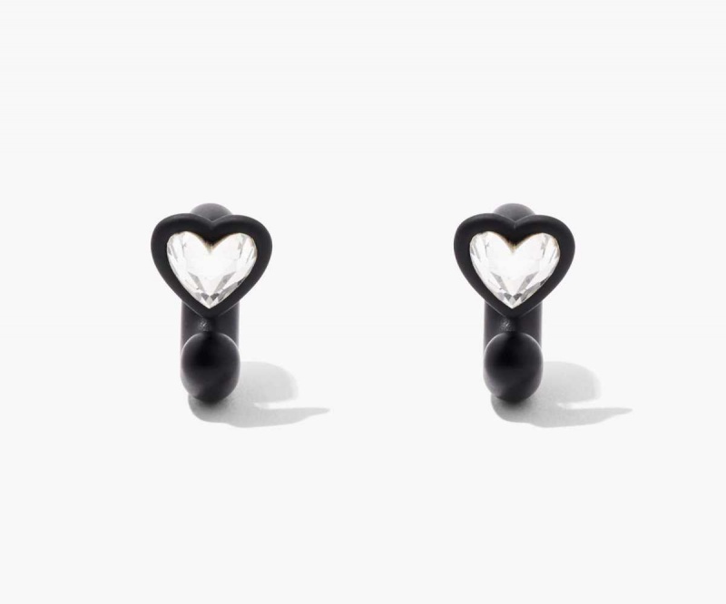 Black Multi Women's Marc Jacobs Charmed Heart Hoops DTM Earrings | USA000742