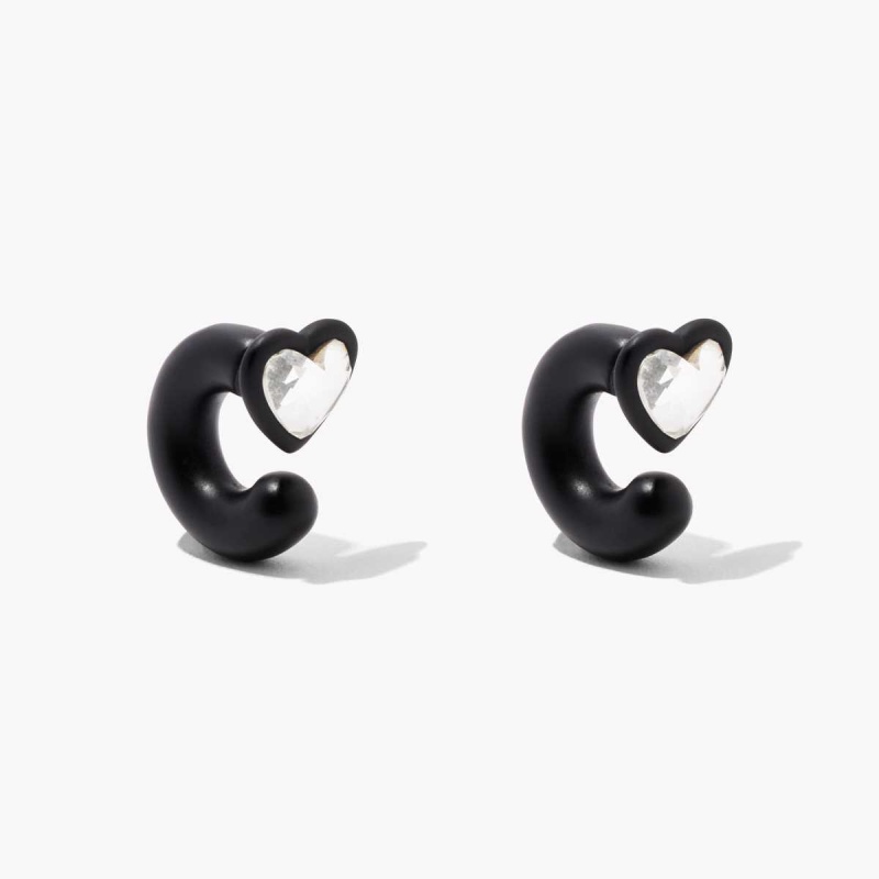 Black Multi Women\'s Marc Jacobs Charmed Heart Hoops DTM Earrings | USA000742