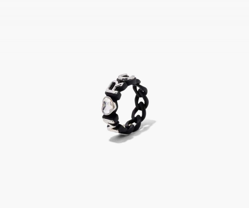 Black Multi Women's Marc Jacobs Charmed Marc Chain Rings | USA000766