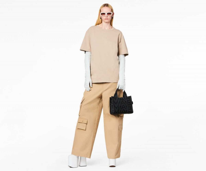 Black Multi Women's Marc Jacobs Outline Monogram Mini Tote Bags | USA000024