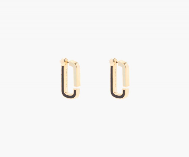 Black Multi / Gold Women's Marc Jacobs J Marc Colorblock Flat Hoops Earrings | USA000721