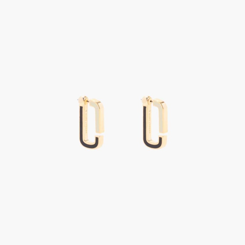 Black Multi / Gold Women\'s Marc Jacobs J Marc Colorblock Flat Hoops Earrings | USA000721