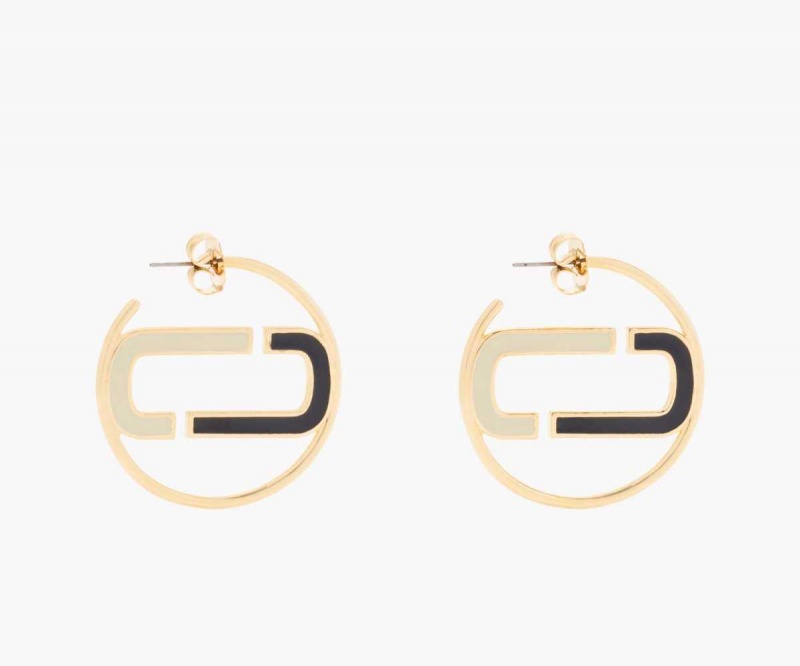 Black Multi / Gold Women's Marc Jacobs J Marc Colorblock Hoops Earrings | USA000724
