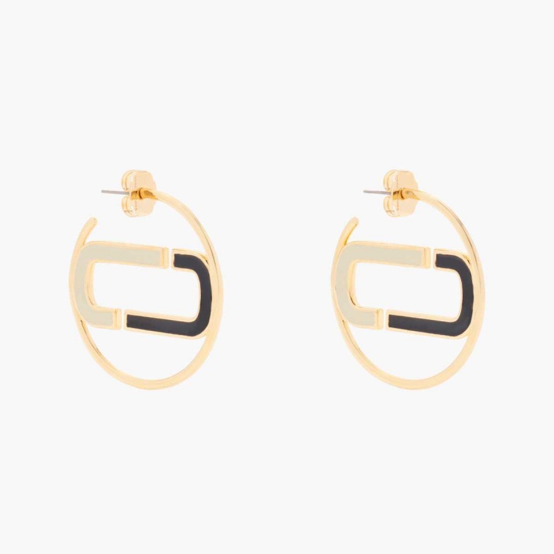 Black Multi / Gold Women\'s Marc Jacobs J Marc Colorblock Hoops Earrings | USA000724