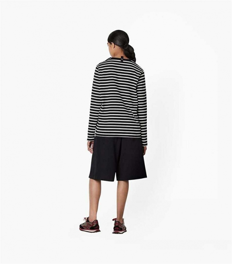 Black Multicolor Women's Marc Jacobs The Striped T Shirts | USA000667