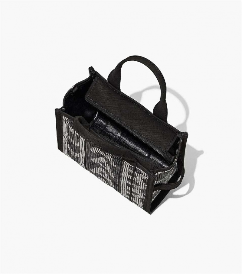 Black Multicolor Women's Marc Jacobs The Studded Monogram Mini Tote Bags | USA000008