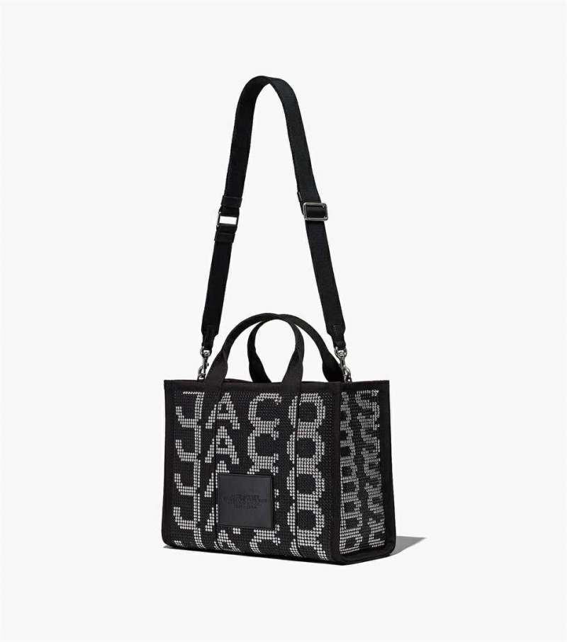 Black Multicolor Women's Marc Jacobs The Studded Monogram Medium Tote Bags | USA000009