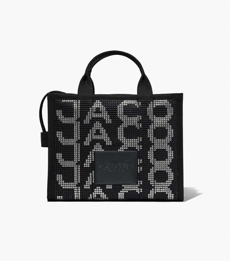 Black Multicolor Women's Marc Jacobs The Studded Monogram Medium Tote Bags | USA000009