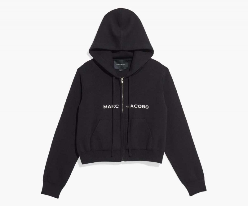 Black Women's Marc Jacobs Cropped Zip Hoodie | USA000594