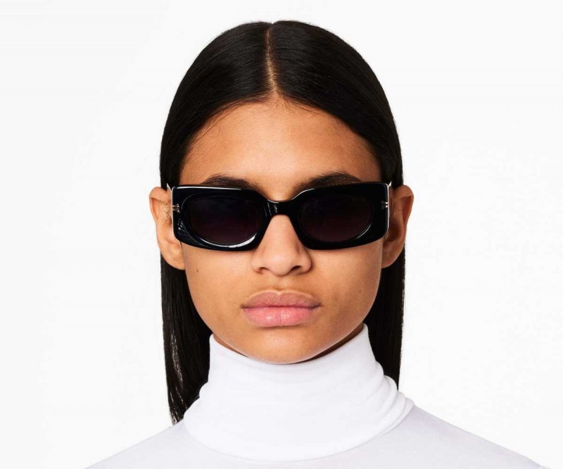 Black Women's Marc Jacobs Icon Rectangular Sunglasses | USA000551