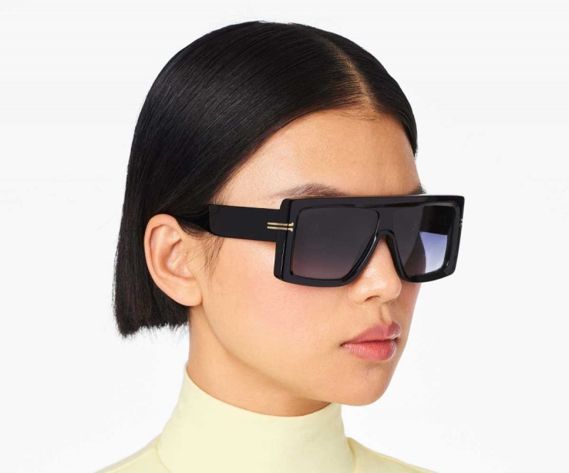 Black Women's Marc Jacobs Icon Rectangular Sunglasses | USA000552